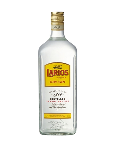 GIN LARIOS E’ il gin più venduto in Europa ed il terzo al mondo. E’ un London dry gin. Metodo di produzione: doppia distillazione dell’alcool in presenza di bacche di ginepro mediterraneo in alambicchi discontinui in rame. Gusto secco, aroma e profumo delicati. LARIOS